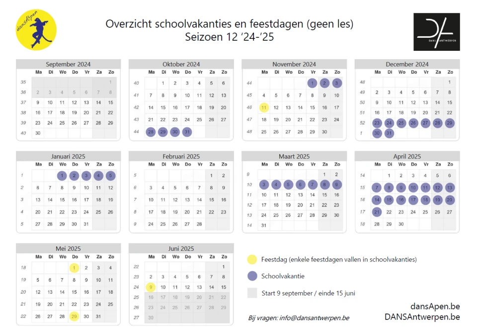 Lesrooster seizoen 12
