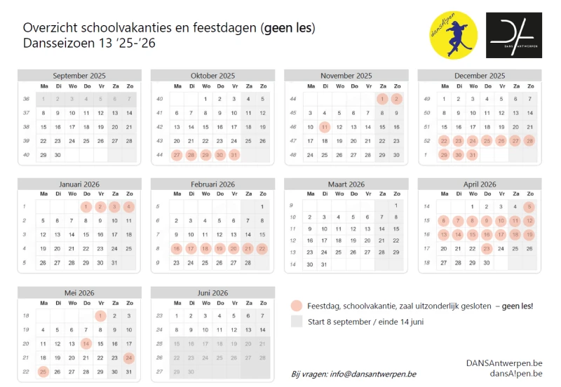 Lesrooster seizoen 13