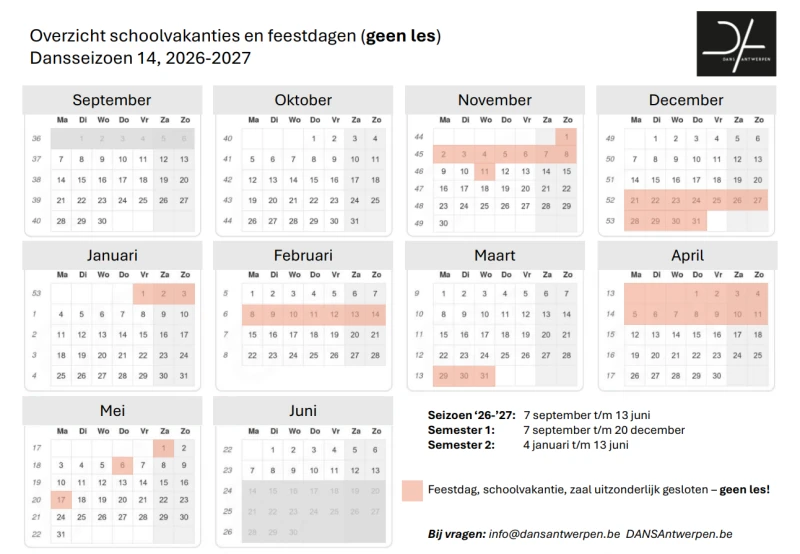 Overzicht geen les - s14